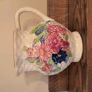 Vintage Ceramic Braided Floral Pitcher